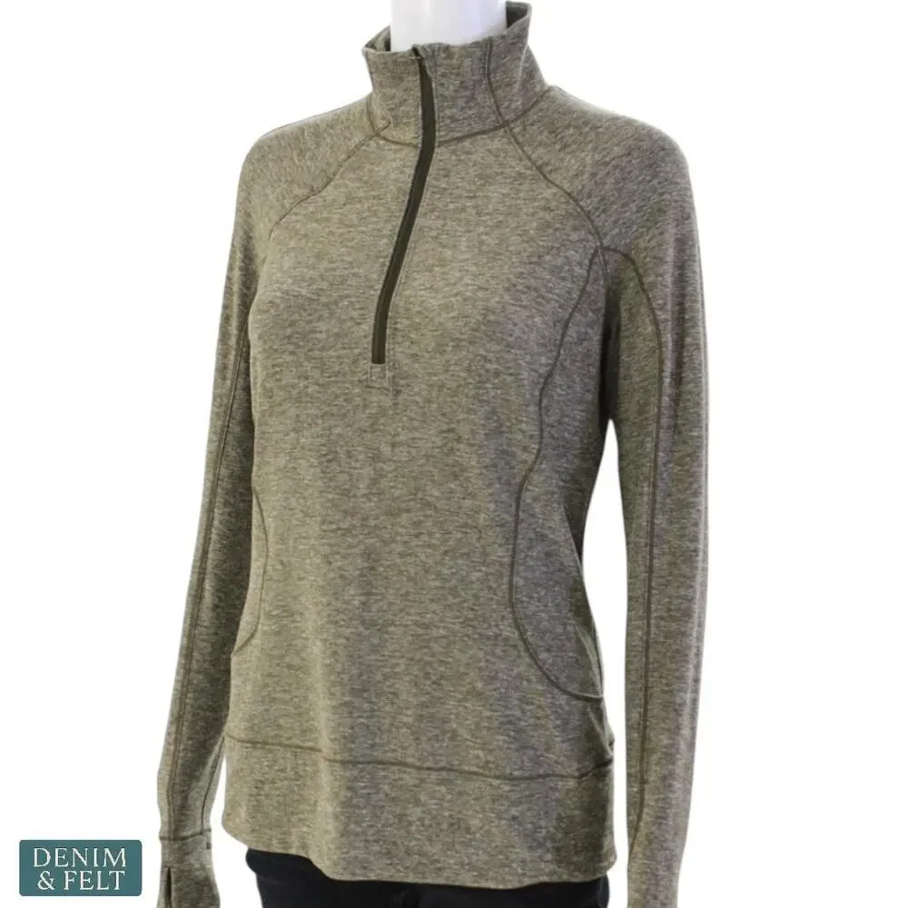 Lululemon Rush Hour 1/2 Zip Pullover‎ Sweatshirt Olive Green Size 8 ~ EUC!!